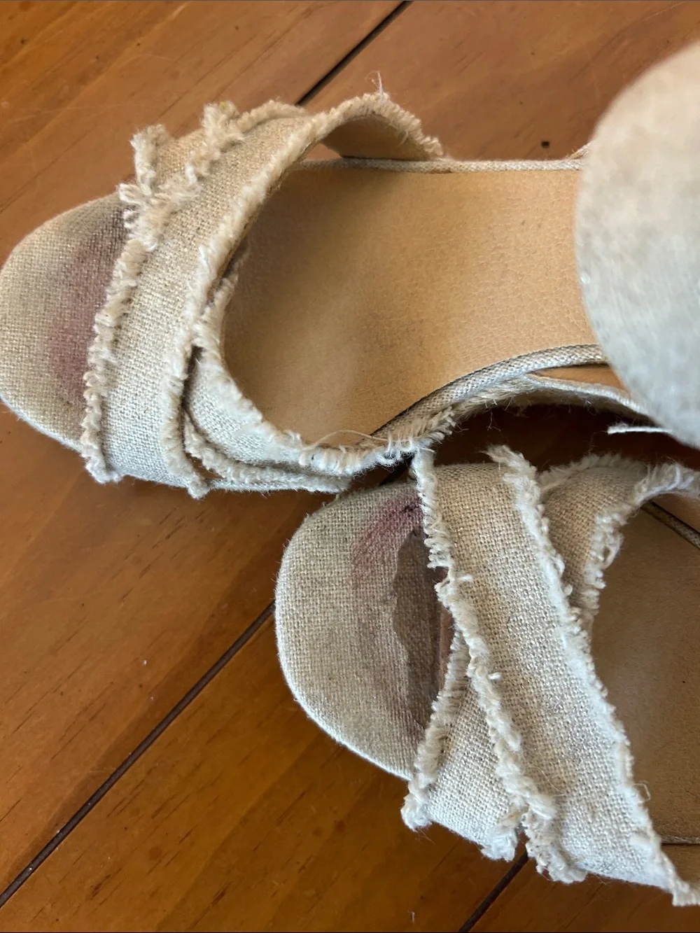 Lucky Brand Canvas Espadrille Wedge Sandals Size 6 Beige Ankle Strap